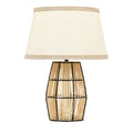 **Lampa stołowa z rattanu i abażurem tekstylnym**