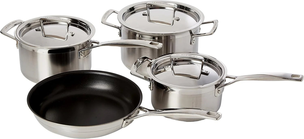 Le Creuset 96209400001000 3-Warstwowy Zestaw Naczyń Ze Stali Nierdzewnej, Srebrny, 5 Sztuk(3-Ply Zestaw 4 Szt. Rondli Stal Nierdzewna)