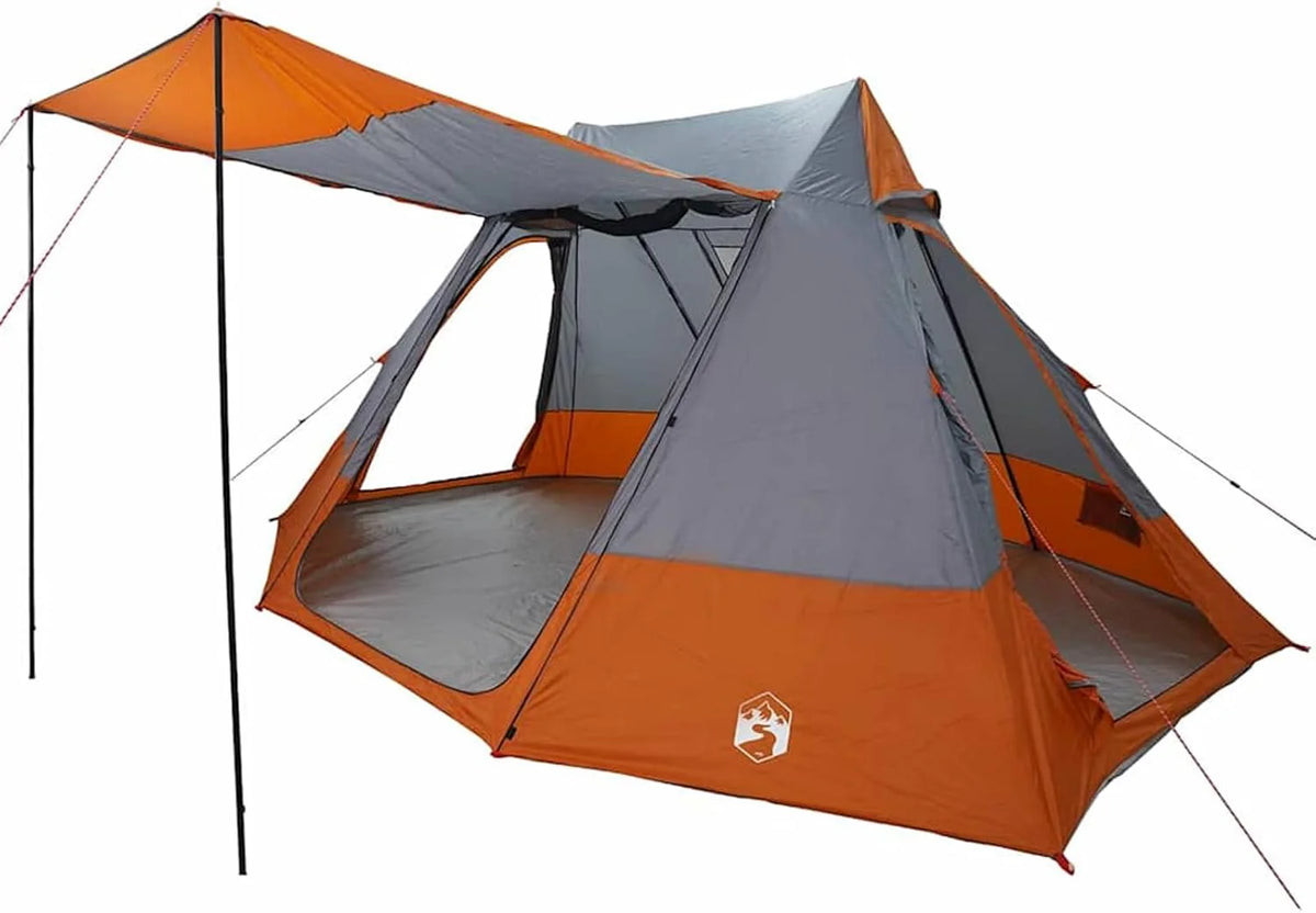 Homelen Namiot Rodzinny Kempingowy, Przestronny Namiot Tipi, Niebieski, Szary, Poliester, Tafta, 560 X 560 X 300 Cm, Wodoszczelny, Z Torbą Do Przenosz
