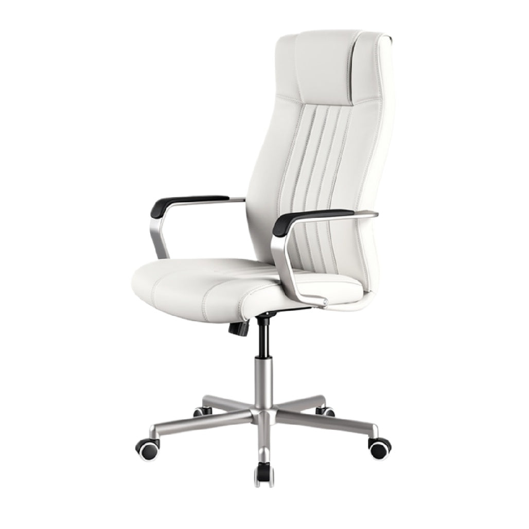 **Ergonomiczny fotel biurowy z regulacją wysokości i białą skórą**
